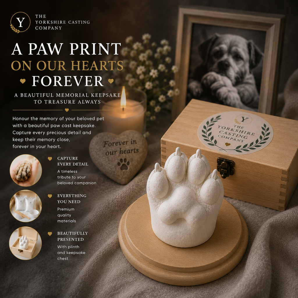 Pet Memorial Paw Casting Kit with Presentation Plinth & Keepsake Chest
